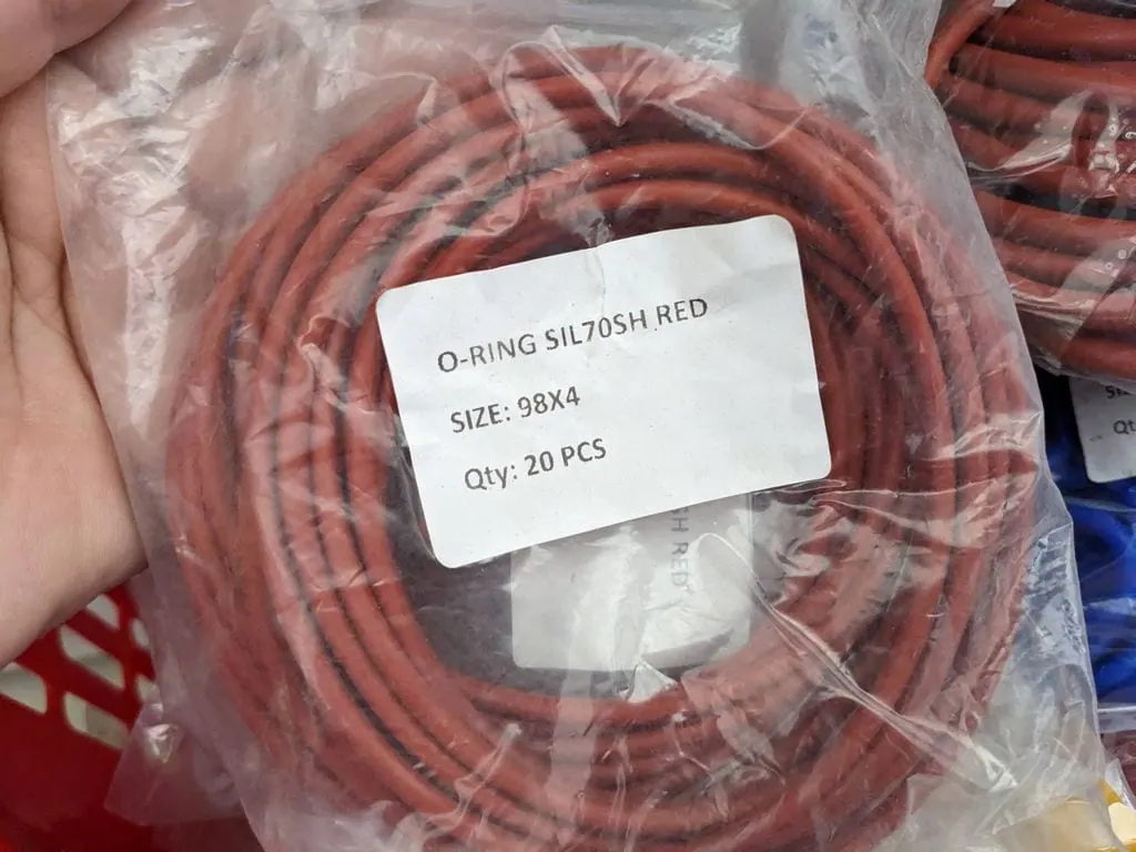 Túi oring silicone đỏ gạch cỡ lớn dán nhãn