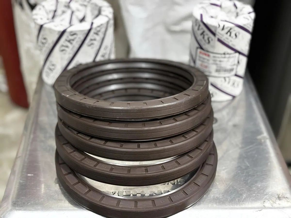 Hai chồng phớt Viton xếp cạnh bao bì hãng